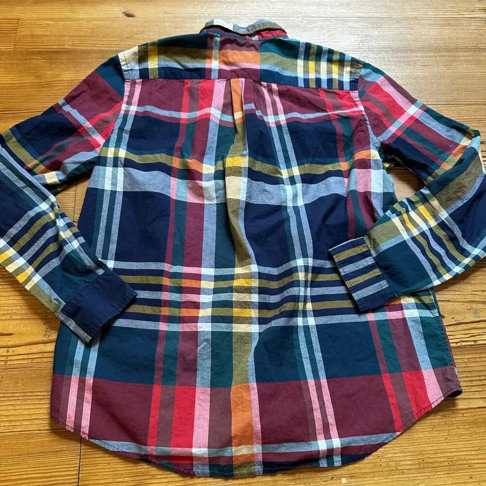 Ralph Lauren navy red yellow plaid‎ pattern long sleeve button up shirt SIZE 18